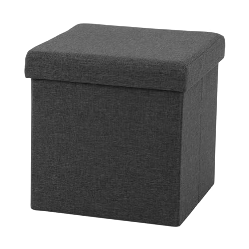 Seville Classics Cushioned Fabric Ottoman Hidden Storage Chest Footrest Chair, Padded Seat for Bedroom, Dorm, Loft, Living Room, Entryway, Hallway, Modern Gray, 15.7" Cube - color: Modern Gray, size: 15.7"D x 15.7"W x 15.7"H