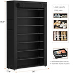 OYREL Tall Shoe Rack Dustproof Cabinet Large Capacity 8 Tier Shoe Organizer,32-40 Pairs of Shoes - size: 8Tier with 2bins Black