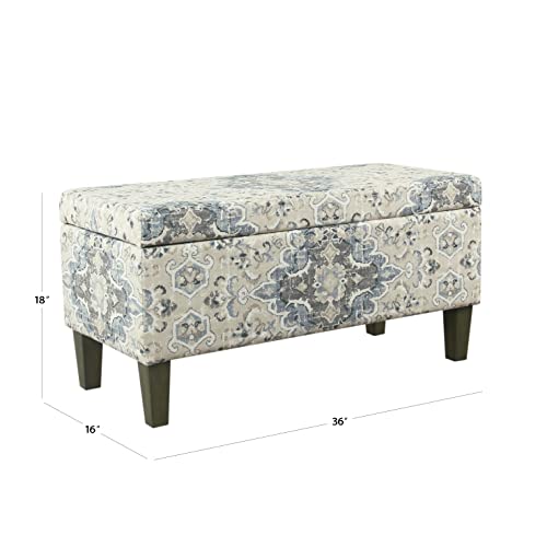 HomePop Large Decorative Storage Bench - Antiqued Blue - color: Antiqued Blue