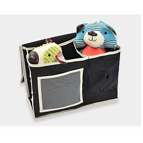 WSLCN Oxford Bed Pockets Portable Remote Control Bedside Storage Caddy Hanging Organizer Bag with 6 Pockets Bed Sofa Organizer for Magazine Tissue Phone Black - color: Black