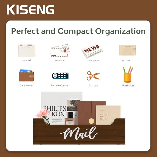 White Wooden Mail Organizer Countertop (Walnut + White) - color: Walnut + White