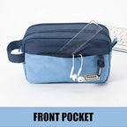 Sooez High Capacity Pencil Case, Big Pencil Bag Pouch Box Organizer Pen Case, Portable Journaling Supplies with Easy Grip Handle & Loop, Asthetic Supply for Girls Adults, Blue - color: Blue