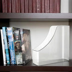 4 Pack Vertical File Holder Clear PET Desk Organizer and Storage Bins Holding for Magazines Binders Notebooks Envelopes File Organizer for Desk Multi-purpose Plastic Document Organizer Work Desktops