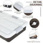 Beeveer 4 Pcs Plastic Under Bed Storage Container with Double Opening Lid Wheel Handle, Transparent Large Capacity Stackable Latching Festival Storage Bin for Closet Bedroom, 31.5x15.8x5.2 In(Brown) - color: Brown