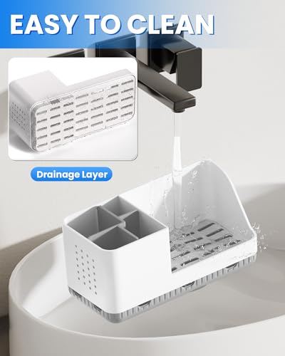 Toothbrush Holders for Bathroom Counter - Detachable Bathroom Organizer and Storage Electric Toothbrush and Toothpaste Holder, Bathroom Decor Accessories for Countertop, Shower, Sink - color: Whitegrey