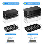 PHINOX Ice Cube Tray with Lid and Bin, 3 Pack Plastic Ice Cube Tray Molds, 84 pcs Ice Trays for freezer, Chilling Drinks, Whiskey & Cocktails, with Ice Container and Ice Scoop, BPA-Free - color: Black, size: 0.8"-3tier