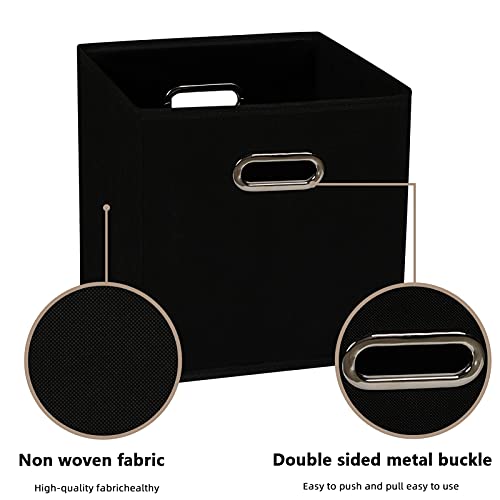 Fabric Cloth Storage Bins,Fabric Cube Organizer with Dual Handles Foldable Cube Storage Baskets for Home Bedroom Storage,Set of 6, Black - color: Black, size: 6 Pack