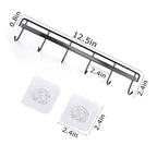 YiZhi Adhesive Wall Hooks Rack Kitchen Rail, Space Saving Utensil Holder No Drilling Wall Mounted Accessory Hanger with 6 Hooks for Kitchen Bathroom Bedroom Pack of 2 (Black) - color: Black