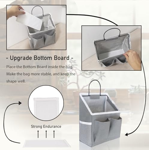 Kanrichu 3pcs Wall Hanging Organizer Bag, Linen Fabric Door Hanging Storage Basket with Pockets, Waterproof Bin for Kitchen, Bedroom, Office, RV Camper (Gray) - color: Gray-Small (3 pcs)