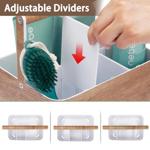 BYUNER Shower Caddy Portable for College: Devided Bathroom Caddy Shower Basket for Dorm with Handle, Plastic Bathroom Counter Organizer Storage Tote Bin for Dorm,Kitchen,Cabinet, Wood Grain - color: Wood Grain