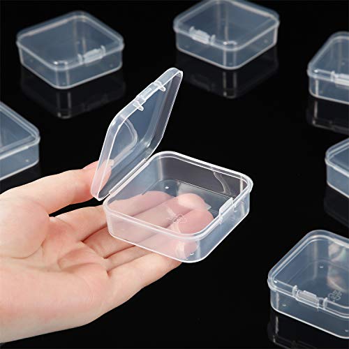 48 Packs Clear Small Plastic Containers Transparent Storage Box with Hinged Lid for Small Items Crafts Jewelry (2.12 x 2.12 x 0.79 Inches) - size: 2.12 x 2.12 x 0.79 in