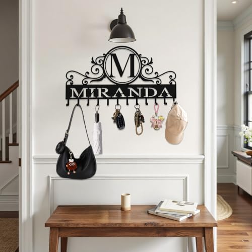 Custom Metal Key Rack Hooks, Personalized Key Holder for Wall,Name Background Letter Theme Wall Decoration Hooks, Key Hanger Organizer for Living Room, Entryway, Bathroom, Kitchen Decor - color: Name Background Letter