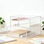 Prsildan Acrylic Drawer Makeup Organizer with 4 Drawers, Set of 2 Office Desk Organizers Accessories, Clear Stackable Storage Drawers for Vanity, Countertop, Craft, Jewelry, Art Supply Organization - style: 4 Drawers