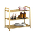3 Tier Metal Shoe Rack Organizer Vertical Design Entryway Storage Cabinet for Entrance or Kitchen Small and Narrow Free Standing Gold