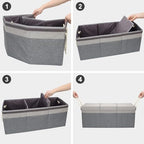Extra Large Dog Toy Basket With Lid, Foldable Dog Toy Box for Living Room Area, 29.5" Basket for Dog's Toys, Clothes, Organizers and Storage with Hard Board, Anti-slip for Pet Supplies