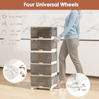 Giantex 5 Tier Stackable Storage Bins with Lids, 22.5 Gal Foldable Shoe Storage Box with Detachable Wheels & Flip-Up Doors, Collapsible Closet Organizers and Storage Bins - size: 22.5Gal-5Pack