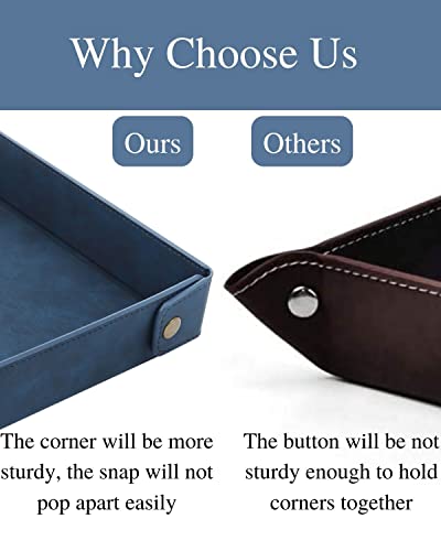 CASIRENA Faux Leather Valet Tray Organizer for Men - Catch-All Tray for Entryway Table Key, Wallet, Watch, Coin Change, Phone, Dresser EDC Dump Jewelry, Bedside Nightstand Desk-top - color: Blue, size: Rectangle