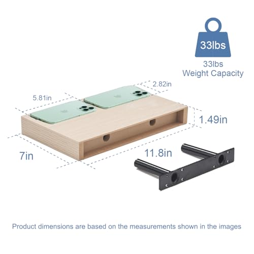 Floating Shelves for Wall, Bathroom Shelves Over Toilet, Wall Shelves & Book Shelf for Room, Hanging Shelf, Modern Wooden Wall-Mounted Small Floating Shelves, 12x7x1.5 in (Oak, Set of 2) - color: Oak, size: 12"(set of 2)