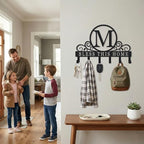 Metal Letter M Key Holder for Wall, Decorative Metal Key Holder Wall Mount, Key Hooks Coat Rack Monogram Wall Decor, Perfect for Bathroom, Living Room, Kitchen, Anniversary Housewarming Gift - style: M