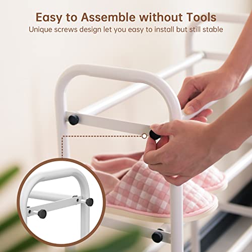 Gonfoam 4-Tier Expandable Shoe Rack,Adjustable Shoe Shelf Storage Organizer Heavy Duty Metal Free Standing Shoe Rack for Entryway Closet Doorway (White) - color: White, size: 4 Tier