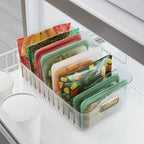 YouCopia FreezeUp Freezer Bin 15", BPA-Free Clear Fridge Organizer with Adjustable Dividers and Handles for Frozen Food and Leftovers - size: 15" Deep