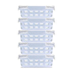 Ello Duraglass 3.4 Cup Meal Prep Sets 10Pc, 5 Pack Set- Glass Food Storage Container with Silicone Sleeve and Airtight BPA-Free Plastic Lids, Dishwasher, Microwave, and Freezer Safe, Halogen Blue - color: Halogen Blue with Sleeve, size: 3.4 Cup