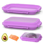 2-Piece Airtight Food Storage Containers Set – Avocado Saver, Onion Keeper, Silicone Kitchen Organizers for Fridge, Reusable & Leak-Proof to Lock in Freshness K05-Purple - color: Purple