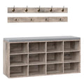 HOOBRO Shoe Storage Bench with Cushion, 39.4" L Entryway Bench with 12 Cubbies, Entryway Hall Tree with Storage, Shoe Cabinet with Coat Rack for Bedroom, Hallway, Holds up to 330 lb, Gray GY112HX01 - color: Grey