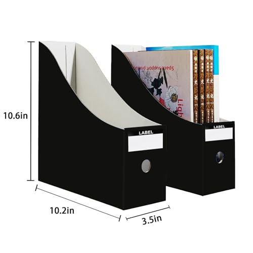 Limitliho Magazine Holde, Magazine File Holder for Home, Office, Desk, 10.6'' H×10.2'' L ×3.5''W Magazine Storage Box (Black, 6 Pack) - color: Black, size: 6 Pack