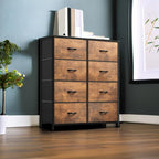 YITAHOME 8-Drawer Fabric Dresser, Furniture Storage Tower Cabinet, Organizer for Bedroom, Living Room, Hallway, Closet, Sturdy Steel Frame, Wooden Top, Easy-to-Pull Fabric Bins, Rustic Brown - color: ‎rustic Brown