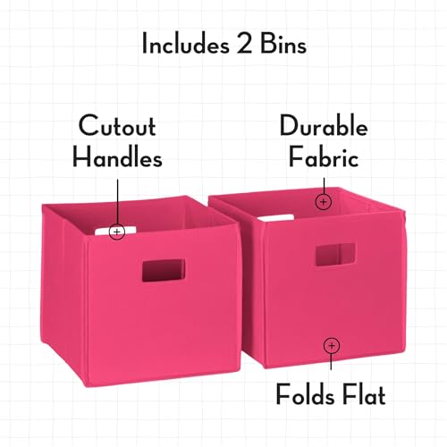 RiverRidge Folding Storage Bins with Handles Hot Pink Cube Storage Organizer for Closet, Bedroom & Playroom - Closet Organizers and Storage Set of 2 - color: 2 Hot Pink Bins