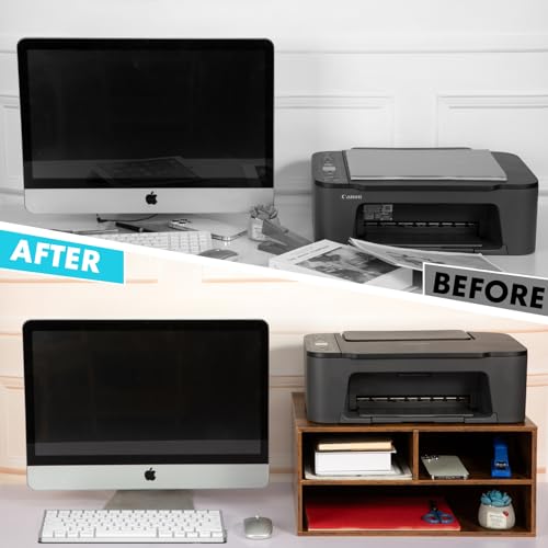 EMERIT Printer Stand Shelf with Storage Wood Desk Paper Organzier for Home/Office,Printer Riser, 2 Tire - color: Wood, size: Medium
