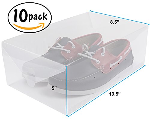 Greenco Clear Foldable Shoe Storage Boxes, 10 Pack. Stackable Heavy Duty Plastic Shoe Storage Boxes, Shoe Box Organizers - size: Pack of 10