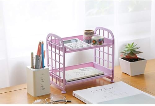 UnnFiko 2-Layers Table Shelf Organizer, Adjustable Plastic Storage Rack Shelf Square Basket Desk Stand Table Storage Organizer Shelves (Deep Purple) - color: Deep Purple