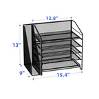 Simple Trending Desk Organizers and Accessories, 5-Tier Desk File Organizer, Paper Letter Tray Organizer with File Holder, Black