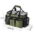 Large Cleaning Caddy Bag Built-in Sturdy Support Board, Cleaning Organizer with Detachable Divider, Cleaning Supply Tote with Adjustable Shoulder Strap&Waist Belt for Cleaners & Housekeeper - color: Green