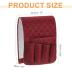 uxcell 1 Pcs Recliner Armchair Caddy, Couch Armrest Organizer with 5 Pockets for Bedside Sofa Remote Control Holder Magazine Phone Book Glasses (Wine Red, 35"x13") - color: Wine Red