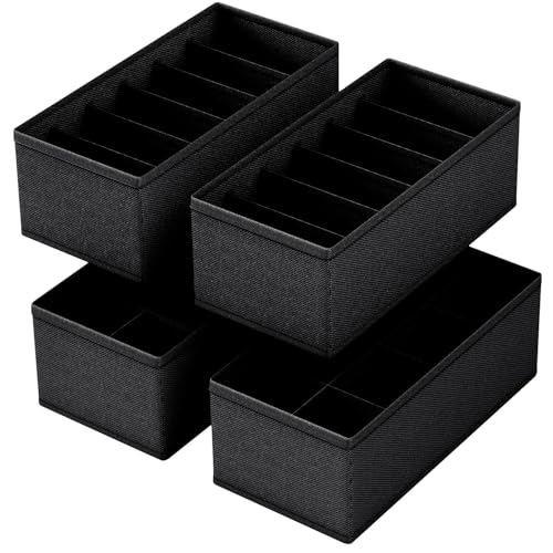 4 PACK Sock Underwear Drawer Organizer Dividers, Collapsible Cabinet Closet Storage Boxes for Clothes, Socks, Lingerie, Underwear, Tie, Belt,Bedroomedroom