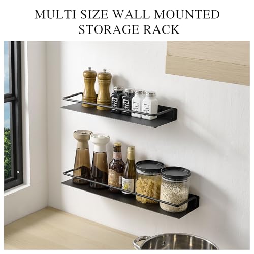 RFOUO Metal Wall Shelf, Metal Floating Shelf, Black Floating Shelf, Small Shelf for Wall, Display Shelves for Bathroom Bedroom Kitchen (Black, 12Inch) - color: Black, size: 12Inch