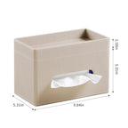 Tissue Box Cover Rectangle with Storage Tray, PU Leather Tissue Holder for Bathroom Vanity Countertop Night Stands Bedroom Office Desk, Stylish Rectangular Tissue Box Holder (Beige) - color: Beige