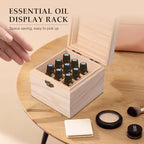 Pure Vie Wooden Essential Oil Storage Box Travel Organizer Case with Bottle Cap Label - Aromatherapy Nail Polish Fragrance Container, Holds 16 Bottle for 5-10ml - Keep Scented Oil Safe & Space Saver