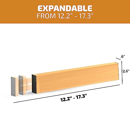4-Pack Bamboo Drawer Dividers - 2.6 Inches High, Adjustable 12 to 17 Inches Expandable Drawer Organizer Dresser Separator for Clothes, Utensils, Bedroom, Bathroom, Kitchen, Office Storage Organization - color: Bamboo, size: 2.6-Inch High (4-pk)