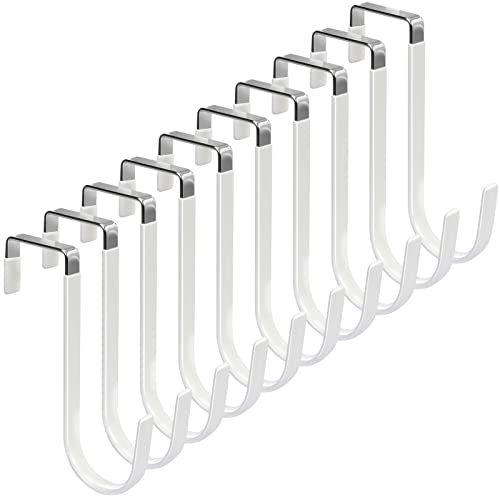 FYY Over The Door Hooks, 10 Pack Door Hangers Hooks with Rubber Prevent Scratches Heavy Duty Organizer Hooks for Living Room, Bathroom, Bedroom Hanging Clothes, Towels, Hats, Coats, Bags White - color: A White, size: Short, style: 10 Pack