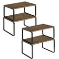 HOOBRO Cabinet Organizer Shelf, Set of 4 Kitchen Counter Shelves, Expandable Kitchen Storage, Stackable Bamboo Spice Rack, for Kitchen, Countertop, Office Desk, Bathroom, Mocha and Black CB30TLP201 - color: Mocha, Black