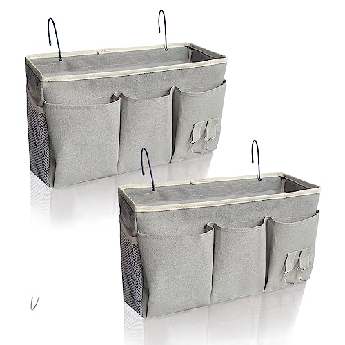 Bedside Caddy, Bedside Hanging Storage Organizer forBunk and Hospital Beds,College Dorm Bed，Can be Placed Glasses Books Mobile Phones (Grey 2) - color: 2pcs Grey