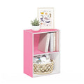 Furinno Luder Bookcase / Book / Storage, 2-Tier, Pink/White - color: White/Pink, size: 2-Tier, 9 x 16 x 21