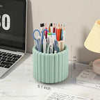 Anyoifax 360° Rotating Pen Holder 8 Slots Desk Organizer with Drawer Removable Pencil Cup Plastic Art Supplies and Accessories Desktop Storage Box Caddy for Office, School, Home (Green) - style: Stripe Green