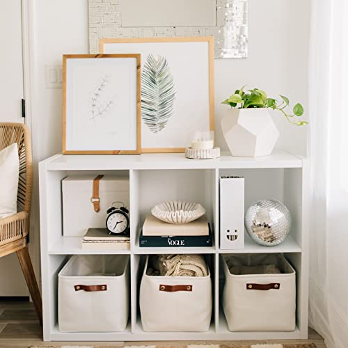 OrganiHaus Large Fabric Storage Baskets for Shelves 3 Pack, 15x11in Closet Storage Bins, Canvas Storage Bin for Organizing, Cloth Baskets, Linen Closet Organizers, Off-White - color: Full Off-White, size: Large - 3pc