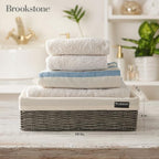 Brookstone Wicker Storage Basket Two Pack Set, Bathroom and Closet Organizers and Storage Bins with Fabric Liner, Grey - color: Grey w/ Liner (2 Pack)