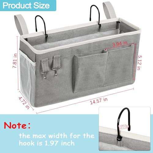 Loghot Bedside Caddy/Bedside Storage Bag Hanging Organizer for Bunk and Hospital Beds,Dorm Rooms Bed Rails,Can be Placed Glasses,Books,Mobile Phones,Keys (Grey) - color: 1pc Grey
